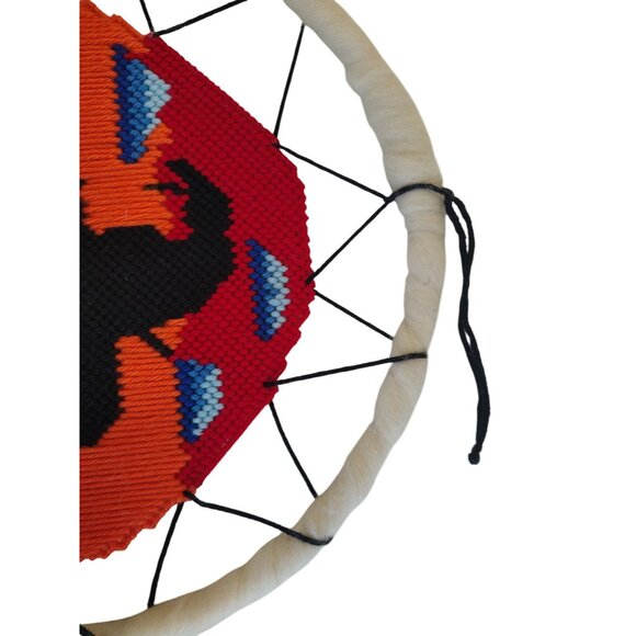 Handmade 15" Needlepoint Dreamcatcher Native American Wall Hanging Southwest - Picture 3 of 6